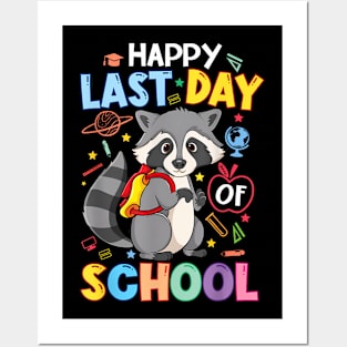Last Day of School Kid Teacher Cute raccoon Graduation Posters and Art
